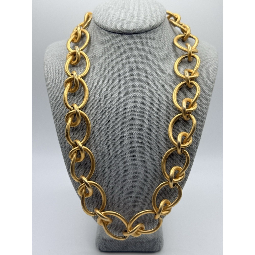 Matte Gold Tone Chain Necklace Toggle Clasp Chunky Y2K 16"